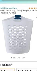 lot 63281 image: ubbermaid Flex n Carry Laundry Hamper, 2.2-Bushel, White