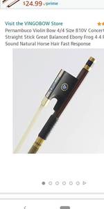 lot 63283 image: Pernambuco Violin Bow 44 Size 810V Concert Level Straight Stick Great Balanced Ebony Frog 4 4 Full Sweet Sound Natural Horse Hair Fast Response