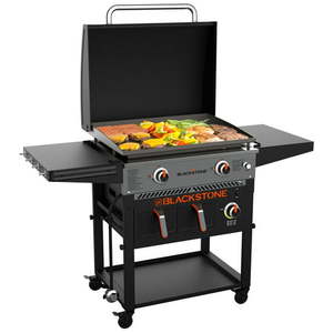lot 39141 image: Blackstone 2-Burner 28 Griddle with Electric Air Fryer and Hood