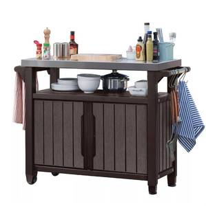 lot 39144 image: Keter Outdoor Entertainment Storage Station Grilling Table - Retail 169$
