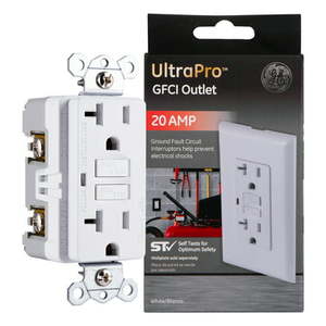 lot 39151 image: GE UltraPro 20A GFCI Outlet White �� 32077