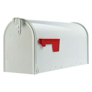 lot 39155 image: Gibraltar Mailboxes Classic Medium Steel Post Mount Mailbox White T1S00W00
