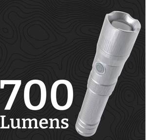 lot 39157 image: Cascade Mountain Tech 700 Lumens Rechargeable Aero Flashlight, Siliver