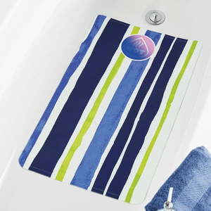 lot 39163 image: Your Zone Blue Stripe Hot Spot Safety PVC Non-Slip Bath Mat 16 x 27.5