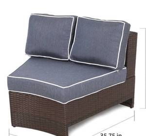 lot 38527 image: MADRAS TORTUGA PIE PIECE WICKER PATIO FURNITURE BY CHRISTOPHER KNIGHT