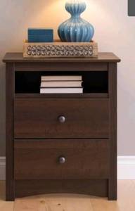 lot 38538 image: TATLOR & OLIVE PEYTO ESPRESSO TALL 2 DRAWER NIGHTSTAND