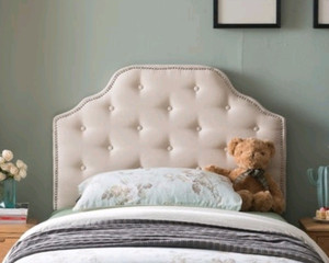 lot 38543 image: SILAS STUDDED FABRIC TWIN SIZE HEADBOARD BY CHRISTOPHER KNIGHT