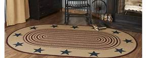 lot 38552 image: Potomac Jute Rug Oval Stencil Stars w Pad 60x96