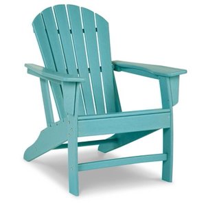 lot 38570 image: Signature Design by Ashley Sundown Treasure Outdoor Patio HDPE Weather Resistant Adirondack Chair Blue