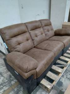 lot 38579 image: Black and Brown Couch Section Incomplete Portion of a Sectional Great for a Basement