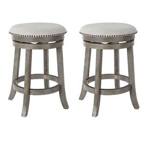 lot 38584 image: OSP Home Furnishings Backless Swivel Stool in Antique Grey Finish 2-Pack