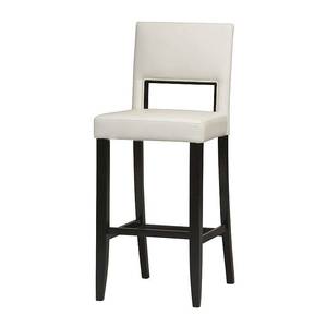 lot 38601 image: Linon Vega Full Back Wood Counter Stool 24 Seat Height Espresso Finish with White Fabric