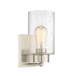 lot 38611 image: 1 Light Wall Sconce in Brushed Nickel by Meridian Lighting M90013BN