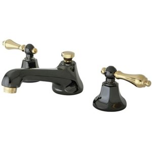 lot 38635 image: Kingston Brass Ns4469al Water Onyx Widespread Double Handle Brass Bathroom Faucet - Black