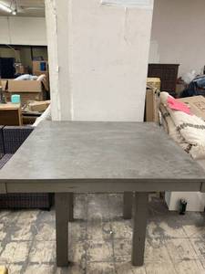 lot 38651 image: 3ft 8 in SQUARE WOODEN TABLE GREY MISSING BOTTOM SHELF