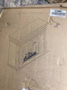 lot 38653 image: COPPER GROVE BELLANCA TRANSITIONAL WHITE FIREPLACE CONSOLE FIREPLACE NOT INCLUDED