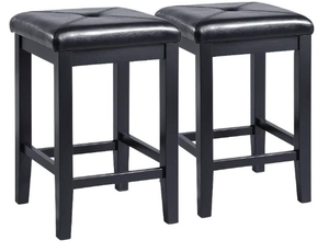 lot 38589 image: Crosley Furniture Upholstered Square Seat Bar Stool (Set of 2), 24-inch, Black