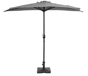 lot 38597 image: 2.7M HALF ROUND PATIO UMBRELLA, STEEL GREY POLYESTER, DARK GREY POWDER COATING