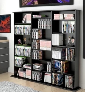 lot 38654 image: PREPACKAGED TRIPLE WIDTH MULTIMEDIA WALL STORAGE BLACK