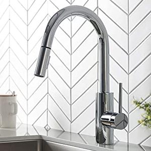 lot 38504 image: Kraus Oletto�� Single Handle Pull Down Kitchen Faucet in Chrome Finish