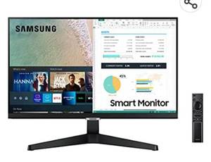 lot 38516 image: For Parts or Repair Only SAMSUNG M5 Series 24-Inch FHD 1080p Smart Monitor & Streaming TV (Tuner-Free), Netflix, HBO, Prime Video, & More, Apple Airplay, Built-in Speakers, Remote Included (LS24AM506NNXZA)