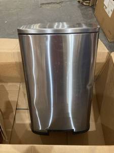 lot 38885 image: ONE STEP KITCHEN STAINLESS TRASH CAN HAS DENTS