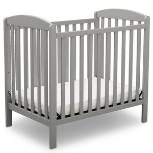 lot 38731 image: Delta Children Emery Mini Convertible Baby Crib with Mattress - Gray