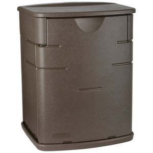 lot 38732 image: Rubbermaid Outdoor Upright Mini Deck Box Mocha 19.2 Gallon
