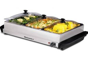 lot 38737 image: ELITE GOURMET 7.5QT STAINLESS STEEL BUFFET SERVER W WARMING TRAY