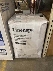 lot 40172 image: LINENSPA 3 Inch Gel Infused Memory Foam King Mattress Topper