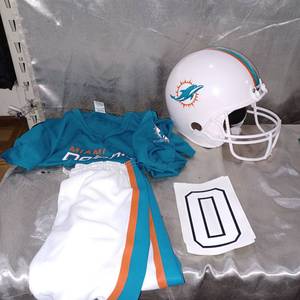 lot 40179 image: FRANKLIN MIAMI DOLPHINS FOOTBALL SUIT, SIZE KIDS MEDIUM