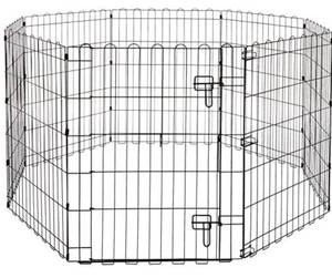 lot 40198 image: AMAZON BASICS FOLDABLE METAL PET EXERCISE AND PLAYPEN W DOOR, 30in