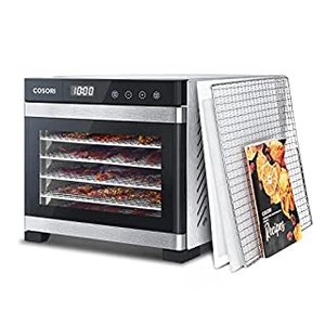 lot 40214 image: COSORI Food Dehydrator (50 Recipes) for Jerky, Vegetables Fruit, Meat, Dog Treats, Herbs, and Yogurt, Dryer Machine with Temperature Control, 6 Stainless Steel Trays, Rear-Mounted Fan, Silver (B07PY5M579)