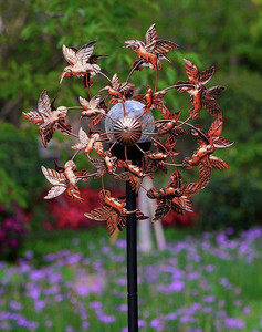 lot 333 image: Solar Hummingbird Garden Wind Spinner Garden Decor