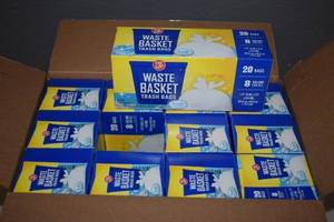 lot 456 image: 12 Boxes Flap Tie Trash Bags - 8 Gallon