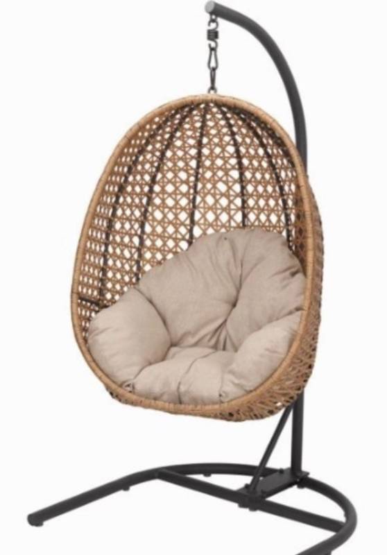 lot 29235 image: Indoor Outdoor Patio Wicker Hanging Chair Swing Hammock Egg Basket Chair, YY-0014