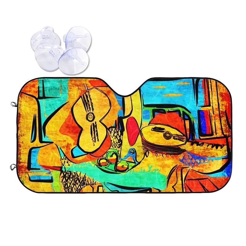 lot 38018 image: Picasso Car Windshield Sunshade Blocks Uv Rays Foldable Reflective Sun Visor for Cars Truck SUV Keeps Vehicle Cool