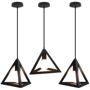 lot 19187 image: $$$ Set of 4, Fashionable Single Head Black Triangle Pendant Light Modern European Retro of The Living Room Restaurant Aisle Iron Lamp Chandeliers,Black,Triangle 8.66 9.84 Inches 110240V -,Small Pendant