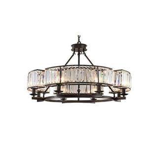 lot 19189 image: $$$ 34 Vintage Crystal Chandeliers Black Flush Mount Ceiling Light, Modern Round 8-Light Pendant Lighting Fixture for Kitchen Island ,Living Dining Room