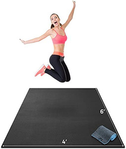 lot 13593 image: Gorilla Mats Premium Large Exercise Mat � 6 x 4 x 14 Ultra Durable, Non-Slip, Workout Mat for Instant Home Gym Flooring � Works Great on Any Floor Type or Carpet � Use With or Without Shoes