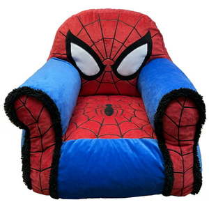 lot 13597 image: Marvel Spiderman Kids Figural Bean Bag Chair with Sherpa Trimming Multi-color