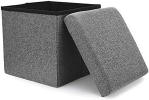 lot 13599 image: Folding Storage Ottoman, Versatile Space-Saving Storage Toy Box with Memory Foam Seat, Max Load 100 kg 14x14x14