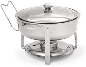 lot 13614 image: Artisan Stainless Steel Round Buffet Chafer with Glass Lid, 4-Quart Capacity Set of 2