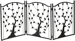 lot 13617 image: ETNA 3-Panel Foldable Dog Gate Freestanding Dog Gates for the House Freestanding Pet Gate Metal Tri-Fold Tree of Life Dog Fence 53 W x 23 12 Tall