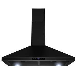 lot 13621 image: AKDY RH0327 30 Wall Mount Stainless Steel Black Painted Touch Panel Kitchen Range Hood Cooking Fan