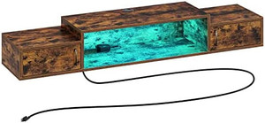 lot 13623 image: Rolanstar Floating TV Stand with Power Outlet & LED Light, 47 Wall Mounted TV Shelf with Storage, Media Console Stand with Doors, Entertainment Shelf for Living Room & Bedroom, Rustic Brown