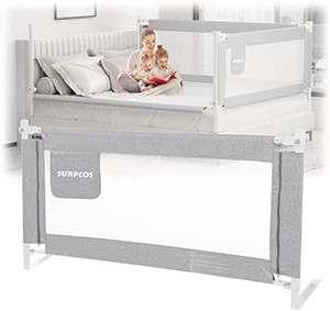 lot 13624 image: SURPCOS Bed Rails for Toddlers -New Upgraded Extra Long Bed Guardrail for Kids Great Fit for Twin, Double, Full-Size Queen & King Mattress, One Side 70.86 x 26 Grey