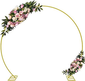 lot 13632 image: Wokceer 9.5 FT Large Circle Balloon Arch Stand Gold Metal Round Arch Backdrop Stand for Wedding Ceremony Birthday Party Bridal Shower Anniversary Background Decoration