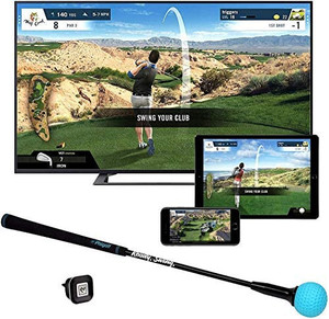 lot 23542 image: PHIGOLF Home Golf Simulator with Weighted Swing Stick, Indoor & Outdoor Use, Swing Trainer with Motion Sensor & 3D Swing Analysis, Supports Android and iOS Devices, Compatible with WGT & E6 Connect