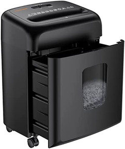 lot 23543 image: bonsaii Shredder for Home Office, Micro Cut Paper and Credit Card Shredder, 8 Sheet Paper Shredder with 4 Gallons Transparent Window, Black (C206-D)
